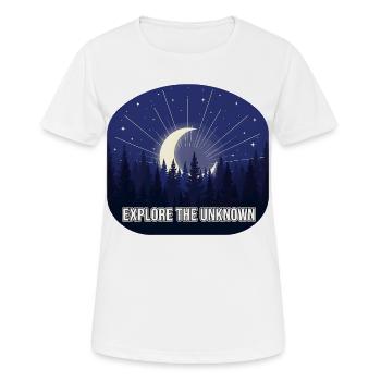 Erkunde das Unbekannte Mondwald - Frauen T-Shirt atmungsaktiv - Weiß - Vorne - AI Model Female 172 dark (172cm)