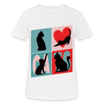 Cat Cat Kitten Kitty Silhouette Vintage Retro - Women's Breathable T-Shirt - white - Front - AI Model Female 172 dark (172cm)