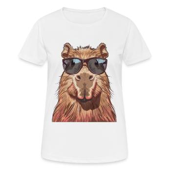 Cool Capybara avec lunettes de soleil Fun - T-shirt respirant Femme - blanc - Devant - AI Model Female 172 dark (172cm)