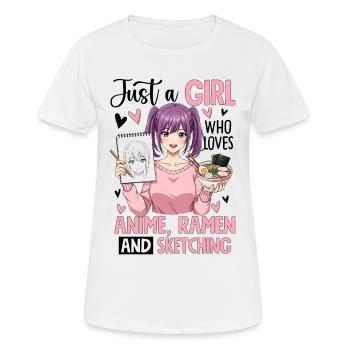Just A Girl Who Loves Anime Ramen Sketching - Frauen T-Shirt atmungsaktiv - Weiß - Vorne - AI Model Female 172 dark (172cm)