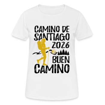 Buen Camino 2026 | Way of St. James, Pilgrims, Santiago - Women's Breathable T-Shirt - white - Front - AI Model Female 172 dark (172cm)