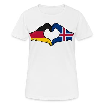Deutschland Island Flagge Haende Herzform - Frauen T-Shirt atmungsaktiv - Weiß - Vorne - AI Model Female 172 dark (172cm)