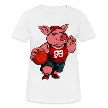 Schweinchen Basketballerin / Basketball Schweinche - Frauen T-Shirt atmungsaktiv - Weiß - Vorne - AI Model Female 172 dark (172cm)