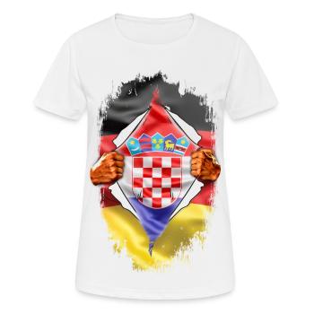 Allemand au cœur croate – s'ouvrant la poitrine - T-shirt respirant Femme - blanc - Devant - AI Model Female 172 dark (172cm)
