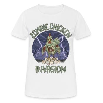 Invasion du poulet zombie - T-shirt respirant Femme - blanc - Devant - AI Model Female 172 dark (172cm)