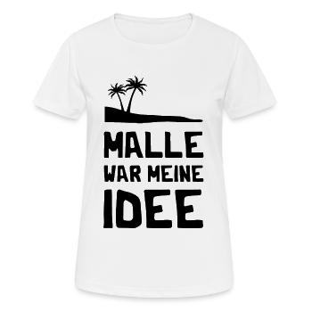 Malle war meine Idee - Mallorca - Balearen Spanien - Frauen T-Shirt atmungsaktiv - Weiß - Vorne - AI Model Female 172 dark (172cm)