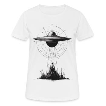 UAP-Landung über Wald - Frauen T-Shirt atmungsaktiv - Weiß - Vorne - AI Model Female 172 dark (172cm)