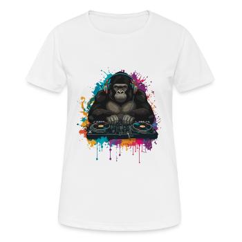 Gorilla DJ à la table de mixage - T-shirt respirant Femme - blanc - Devant - AI Model Female 172 dark (172cm)