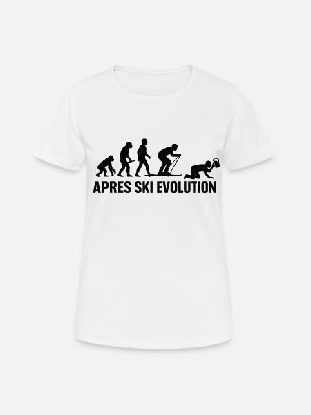 Apres Ski Evolution Skifahren Skiurlaub - Frauen T-Shirt atmungsaktiv - Weiß
