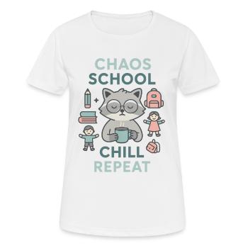 Chaos School Chill Repeat - T-shirt respirant Femme - blanc - Devant - AI Model Female 172 dark (172cm)