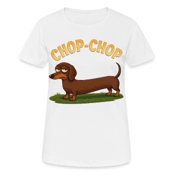 Dessin animé Dachshund Chop-Chop - T-shirt respirant Femme - blanc - Devant - AI Model Female 172 dark (172cm)