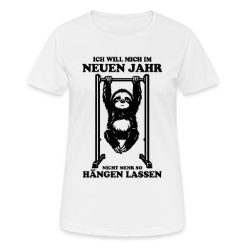 Faultier | Klimmzug, Fitness, lustiger Spruch - Frauen T-Shirt atmungsaktiv - Weiß - Vorne - AI Model Female 172 dark (172cm)