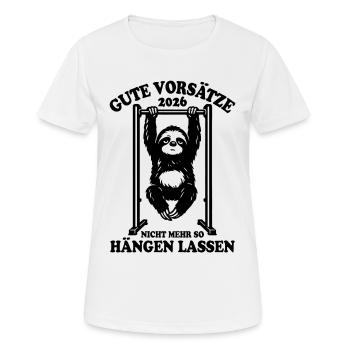 Faultier | Klimmzug, Fitness, gute Vorsätze 2026 - Frauen T-Shirt atmungsaktiv - Weiß - Vorne - AI Model Female 172 dark (172cm)