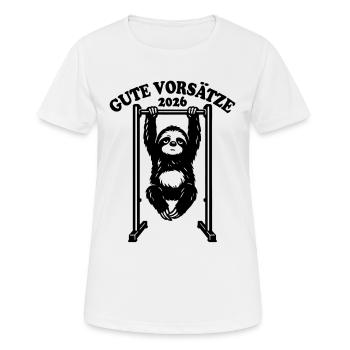 Faultier | Klimmzug, Fitness, gute Vorsätze 2026 - Frauen T-Shirt atmungsaktiv - Weiß - Vorne - AI Model Female 172 dark (172cm)