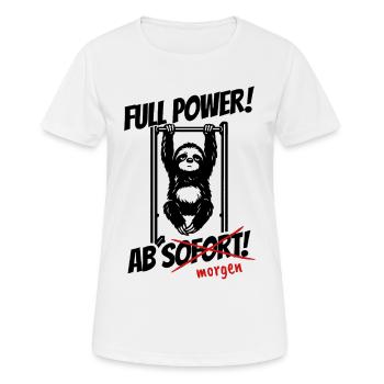 Faultier | Full Power ab morgen | Fitness Spruch - Frauen T-Shirt atmungsaktiv - Weiß - Vorne - AI Model Female 172 dark (172cm)