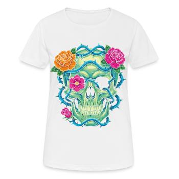 Crâne Floral - skull art - T-shirt respirant Femme - blanc - Devant - AI Model Female 172 dark (172cm)