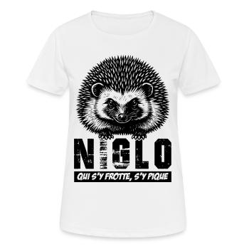 Hérisson - NIGLO qui s'y frotte s'y pique - T-shirt respirant Femme - blanc - Devant - AI Model Female 172 dark (172cm)