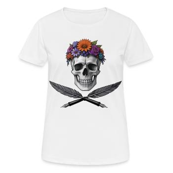 PIRATE POET - dark hell - T-shirt respirant Femme - blanc - Devant - AI Model Female 172 dark (172cm)