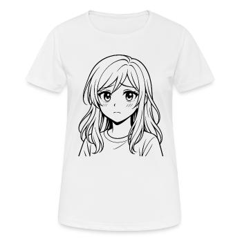 Fille Mélancolique – Style Manga - T-shirt respirant Femme - blanc - Devant - AI Model Female 172 dark (172cm)