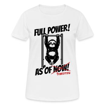 Faultier | Full Power ab morgen | Fitness Spruch - Frauen T-Shirt atmungsaktiv - Weiß - Vorne - AI Model Female 172 dark (172cm)