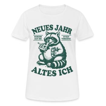 Waschbär | Neues Jahr, altes ich | gute Vorsätze - Frauen T-Shirt atmungsaktiv - Weiß - Vorne - AI Model Female 172 dark (172cm)