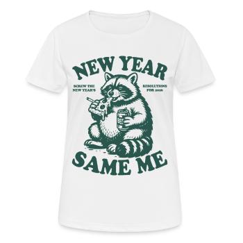 Waschbär | Neues Jahr, altes ich | gute Vorsätze - Frauen T-Shirt atmungsaktiv - Weiß - Vorne - AI Model Female 172 dark (172cm)