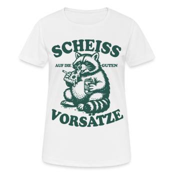Waschbär | Scheiß auf gute Vorsätze 2026 - Frauen T-Shirt atmungsaktiv - Weiß - Vorne - AI Model Female 172 dark (172cm)