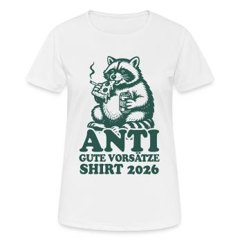 Waschbär | Anti gute Vorsätze 2026 - Frauen T-Shirt atmungsaktiv - Weiß - Vorne - AI Model Female 172 dark (172cm)