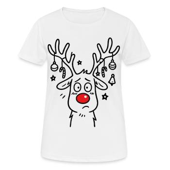 Rudolphs Rote Nase Rentier - Frauen T-Shirt atmungsaktiv - Weiß - Vorne - AI Model Female 172 dark (172cm)