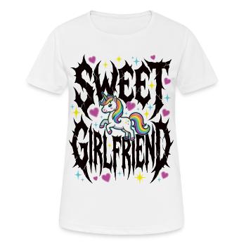 Freundin, Einhorn-Valentinstags-Paar - Frauen T-Shirt atmungsaktiv - Weiß - Vorne - AI Model Female 172 dark (172cm)