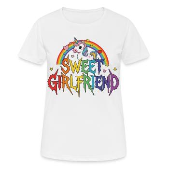 Freundin, Einhorn-Valentinstags-Paar - Frauen T-Shirt atmungsaktiv - Weiß - Vorne - AI Model Female 172 dark (172cm)