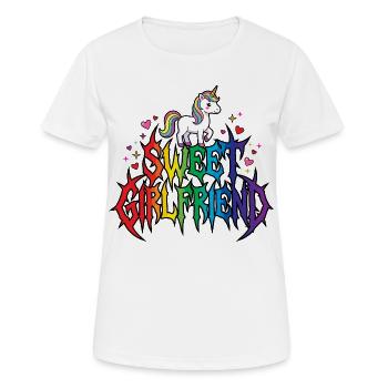 Freundin, Einhorn-Valentinstags-Paar - Frauen T-Shirt atmungsaktiv - Weiß - Vorne - AI Model Female 172 dark (172cm)