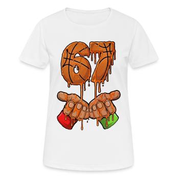 67 Meme Basketball Drop Style Streetball Design - Women's Breathable T-Shirt - white - Front - AI Model Female 172 dark (172cm)