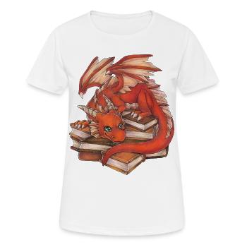 Niedlicher Roter Drache auf Bücherstapel Geschenk - Frauen T-Shirt atmungsaktiv - Weiß - Vorne - AI Model Female 172 dark (172cm)