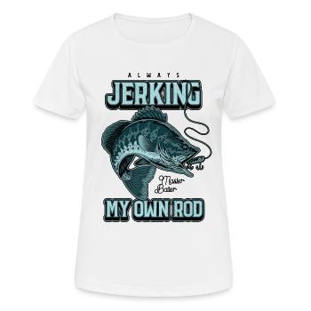 Toujours en train de branler ma canne en train de pêcher bizarrement - T-shirt respirant Femme - blanc - Devant - AI Model Female 172 dark (172cm)