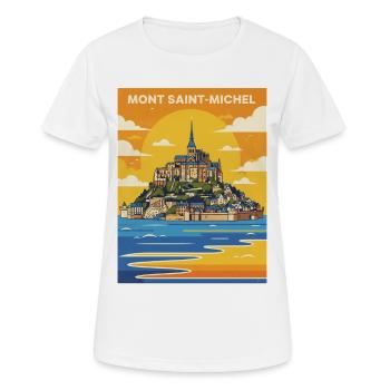 Mont Saint-Michel Plakat - Frauen T-Shirt atmungsaktiv - Weiß - Vorne - AI Model Female 172 dark (172cm)