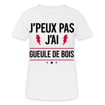 J’peux pas j’ai gueule de bois Humour Apéro - T-shirt respirant Femme - blanc - Devant - AI Model Female 172 dark (172cm)