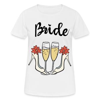 Mariée, talons hauts & Prosecco - Ambiance mariée, mariage - T-shirt respirant Femme - blanc - Devant - AI Model Female 172 dark (172cm)