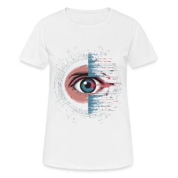 Futuristic eye with glitch effect - Women's Breathable T-Shirt - white - Front - AI Model Female 172 dark (172cm)