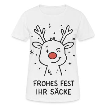 Frohes Fest Ihr Säcke Rentier - Frauen T-Shirt atmungsaktiv - Weiß - Vorne - AI Model Female 172 dark (172cm)