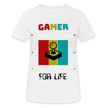 Joystick rétro Gamer For Life - T-shirt respirant Femme - blanc - Devant - AI Model Female 172 dark (172cm)