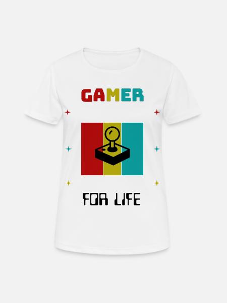 Joystick rétro Gamer For Life - T-shirt respirant Femme - blanc