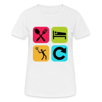 Eat Sleep Tennis Repeat Citation Drôle Court - T-shirt respirant Femme - blanc - Devant - AI Model Female 172 dark (172cm)