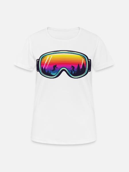 Ski Goggles Sunset Forest - Frauen T-Shirt atmungsaktiv - Weiß