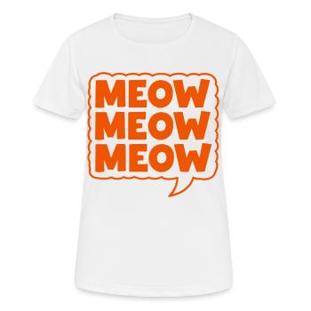 Miaou Miaou Miaou Bulle de dialogue Chat - T-shirt respirant Femme - blanc - Devant - AI Model Female 172 dark (172cm)