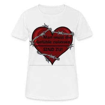 Sarkastisches Herz mit Stacheldraht - Frauen T-Shirt atmungsaktiv - Weiß - Vorne - AI Model Female 172 dark (172cm)