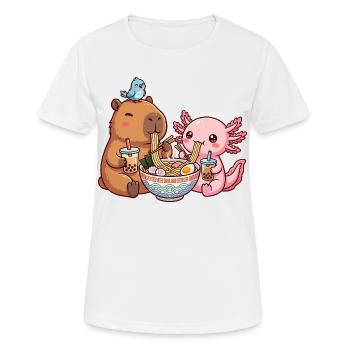 Kawaii Capybara Axolotl Ramen Bubble Tea - Frauen T-Shirt atmungsaktiv - Weiß - Vorne - AI Model Female 172 dark (172cm)