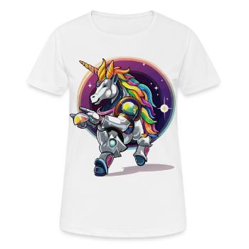Rainbowunicorn in the Astro Armor - Women's Breathable T-Shirt - white - Front - AI Model Female 172 dark (172cm)