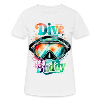 Dive Buddy Taucherbrille - Frauen T-Shirt atmungsaktiv - Weiß - Vorne - AI Model Female 172 dark (172cm)