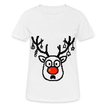 Rudolf Weihnachten Rentier - Frauen T-Shirt atmungsaktiv - Weiß - Vorne - AI Model Female 172 dark (172cm)